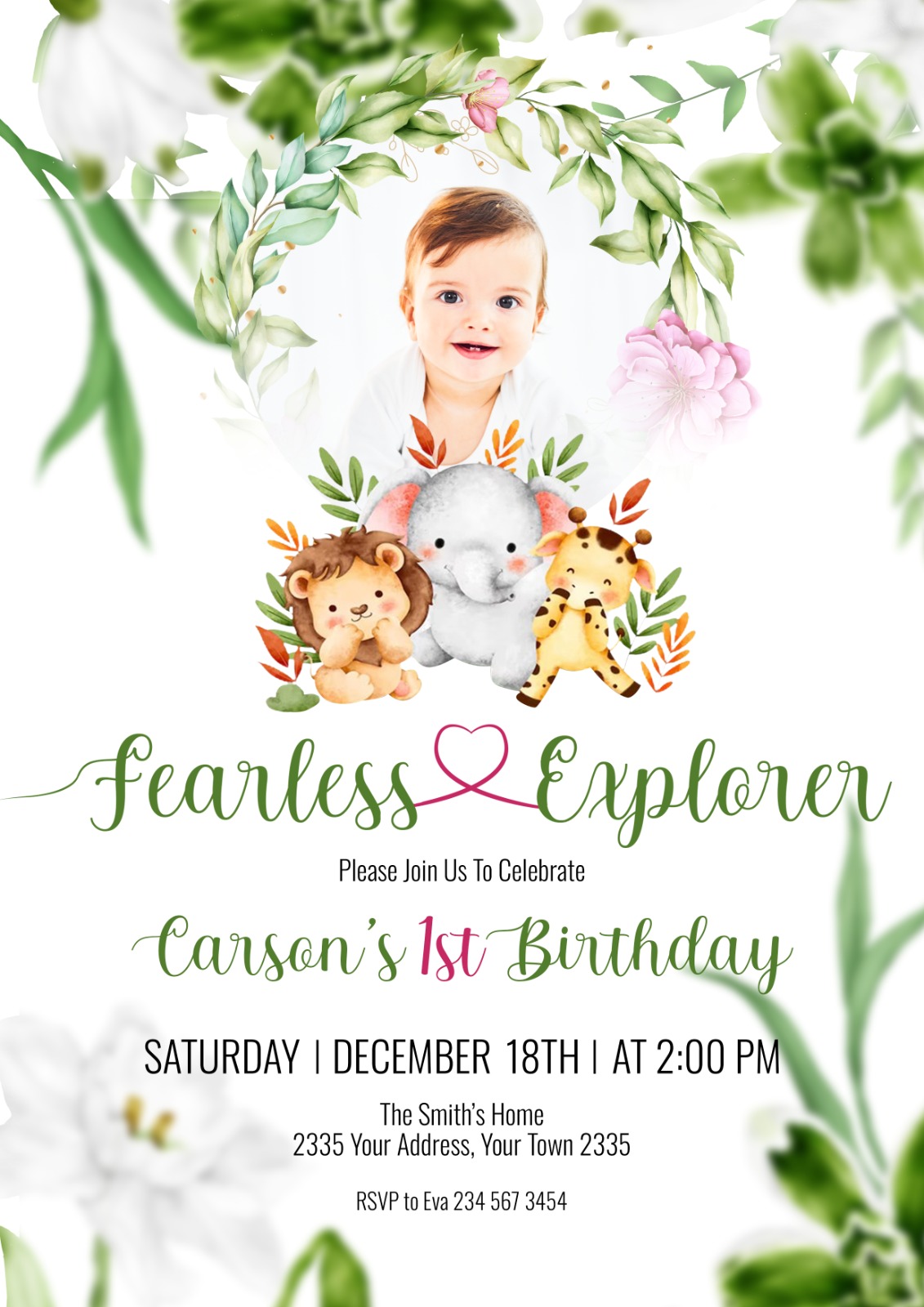 Cute safari Custom Printable birthday Invitation