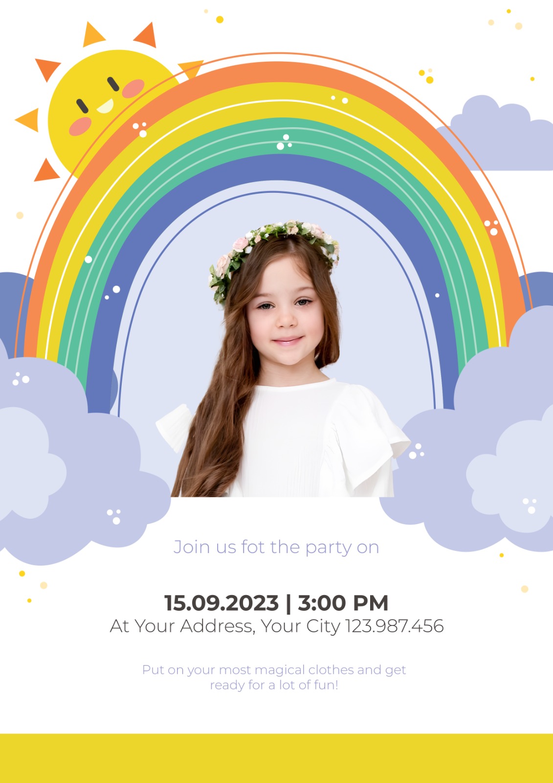 Personalized Rainbow photo Birthday invitation