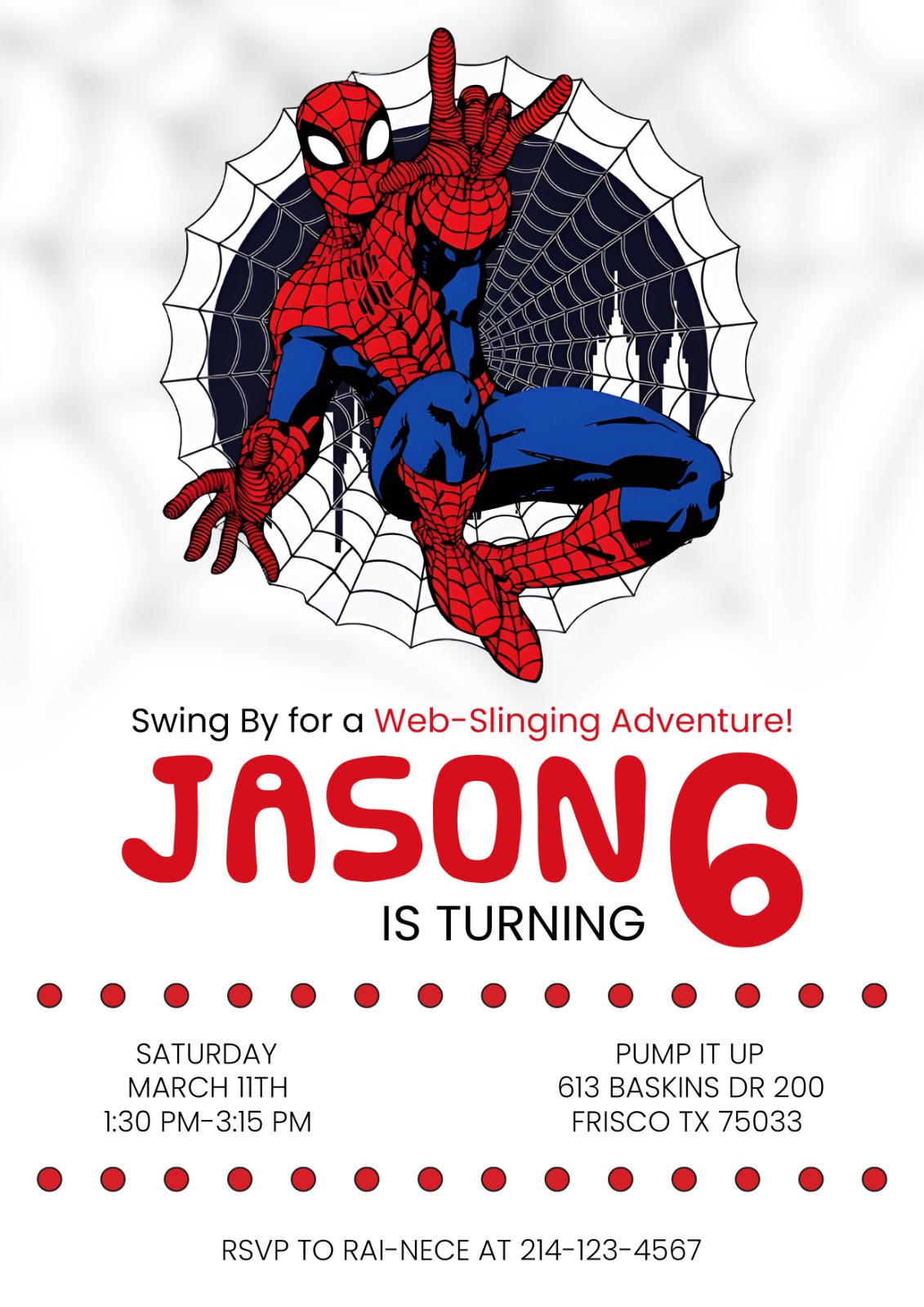 Spiderman Kid's Birthday Invitation