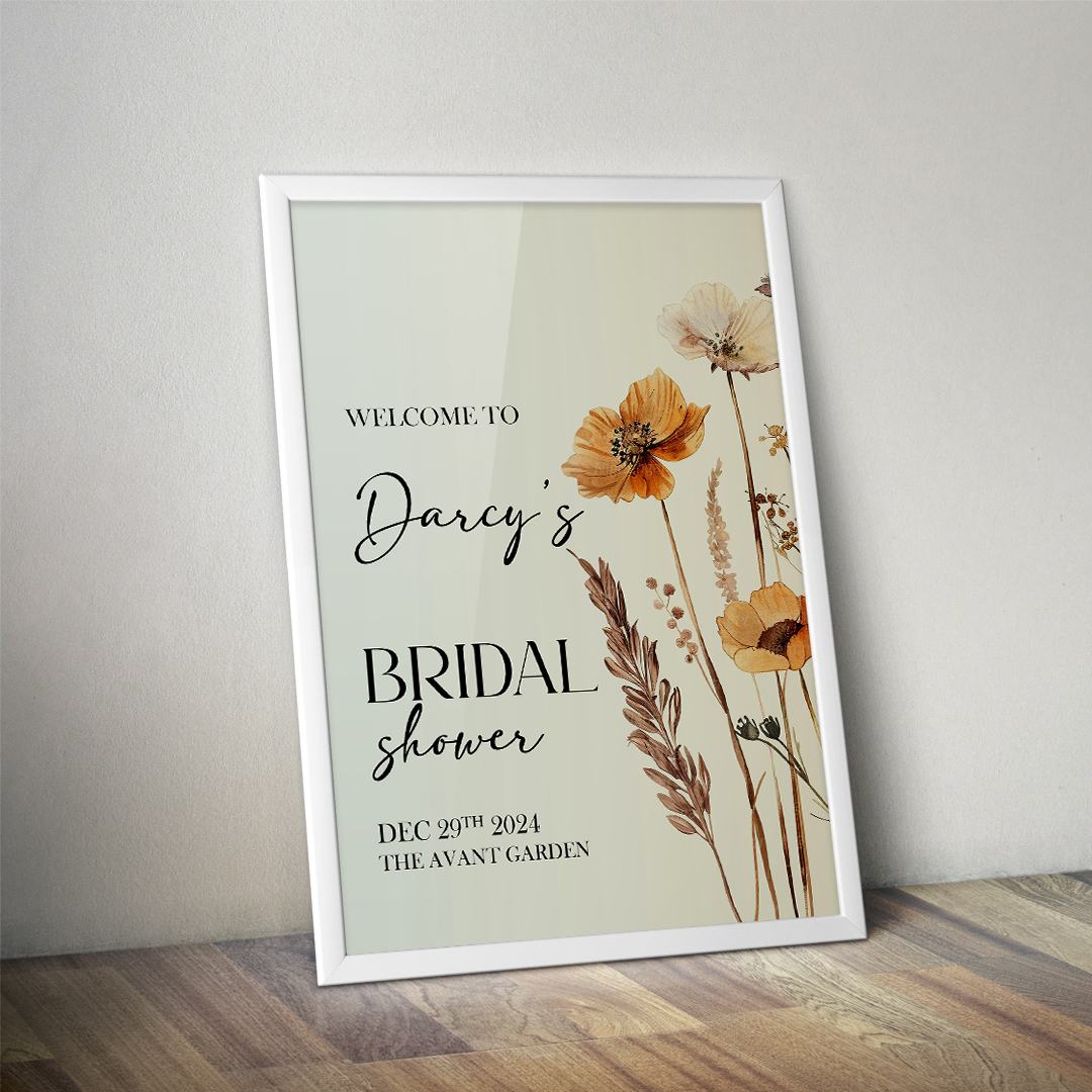 Boho Bridal Shower Poster with rustic floral design in earthy tones, perfect for bohemian-themed bridal showers, weddings, or engagement parties.