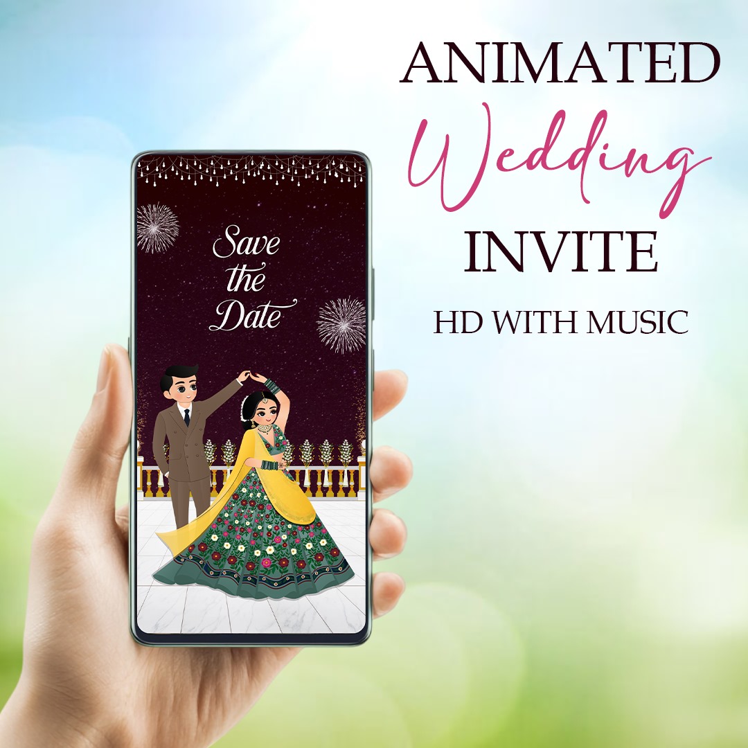 Custom Animated Wedding Invitation with Romantic Fireworks Baraat & Nikkah Theme – MP4 Video Invite