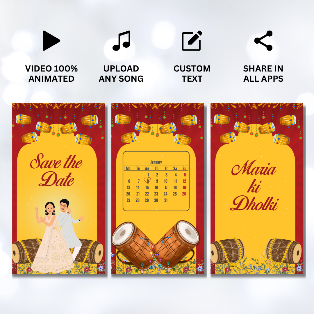 Digital Animated Dholki Night Invitation | MP4 Format - Image 4