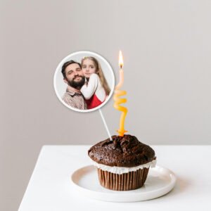 Printable Dad’s Birthday Cake Toppers with Custom Photo (Set of 3)