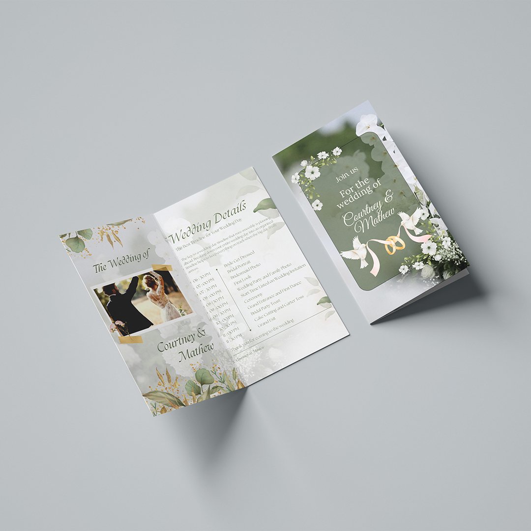 Foldable Wedding Timeline & Save the Date Card | Custom Wedding Invitation | DIY Printable Foldable Card | Wedding Day Itinerary