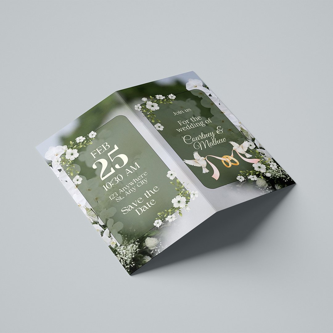 Foldable Wedding Timeline & Save the Date Card | Custom Wedding Invitation | DIY Printable Foldable Card | Wedding Day Itinerary - Image 2