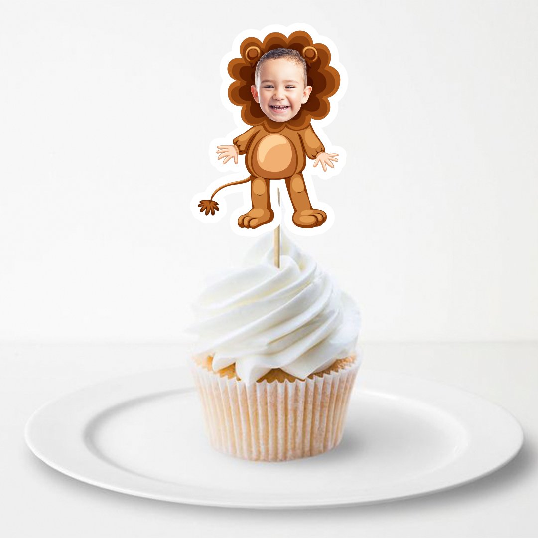 Birthday Boy in Lion Costume Cake Topper | Customizable Set of Two - Image 5