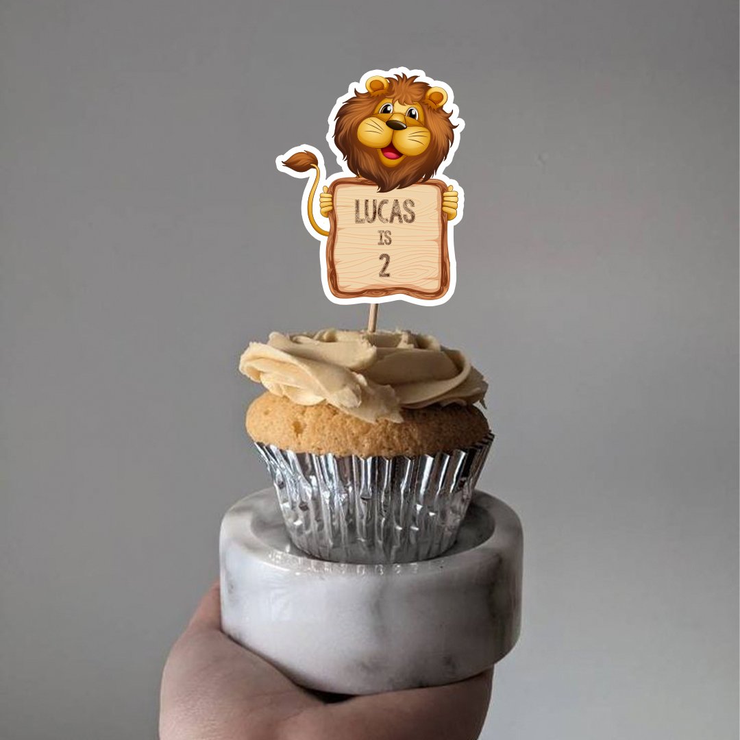 Birthday Boy in Lion Costume Cake Topper | Customizable Set of Two - Image 4