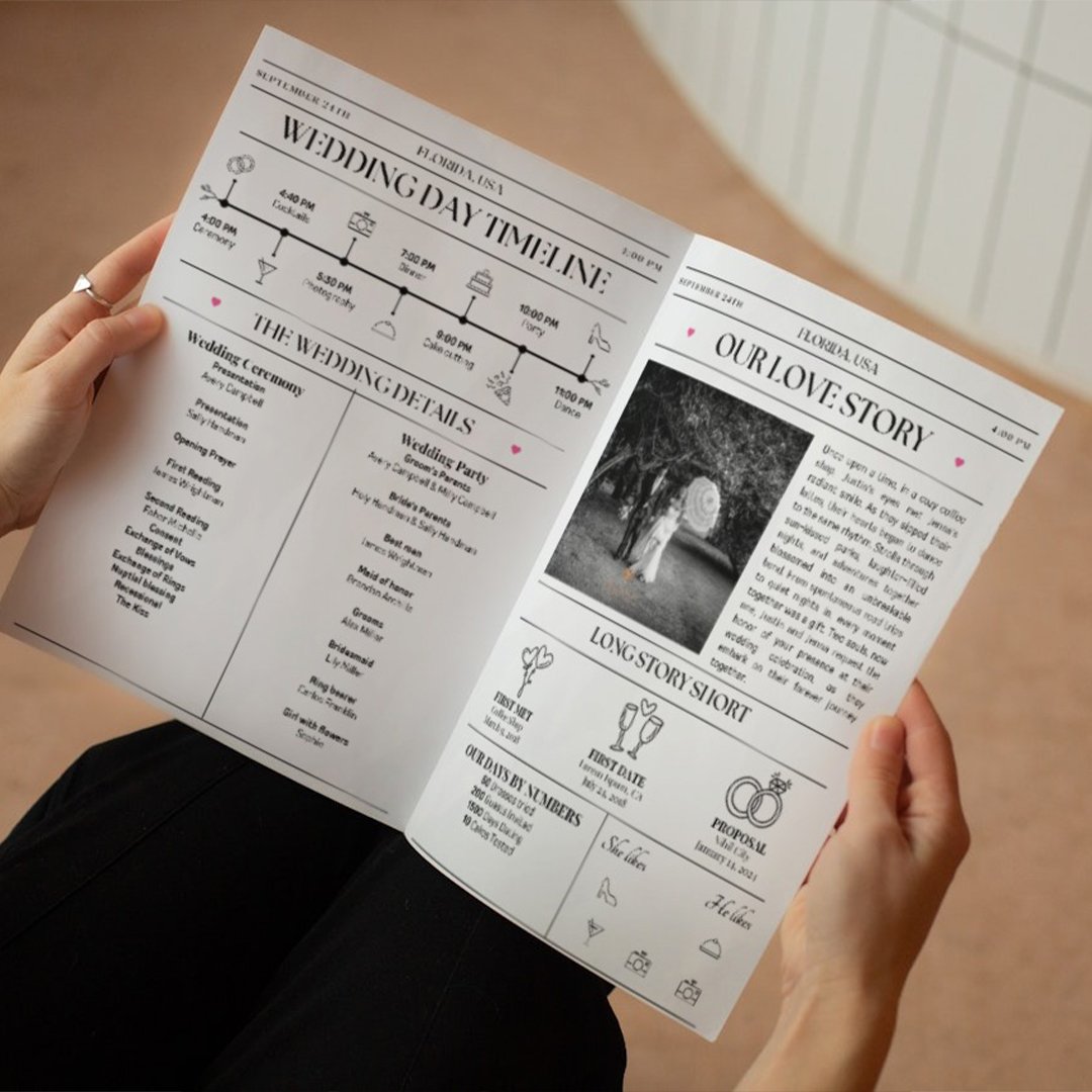Unique Foldable Customizable Wedding Newspaper | Personalized Wedding Announcement | Printable Wedding News - Image 2