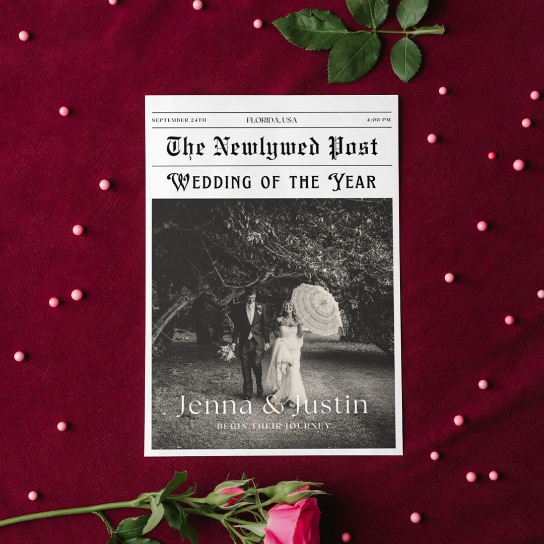 Unique Foldable Customizable Wedding Newspaper | Personalized Wedding Announcement | Printable Wedding News - Image 4