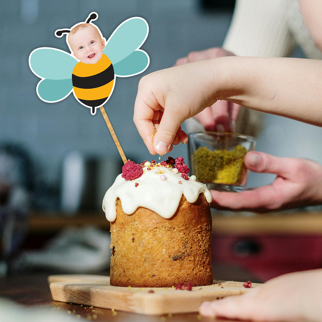 Custom Birthday Baby Bee Cupcake Toppers (Set of 12) - Image 3