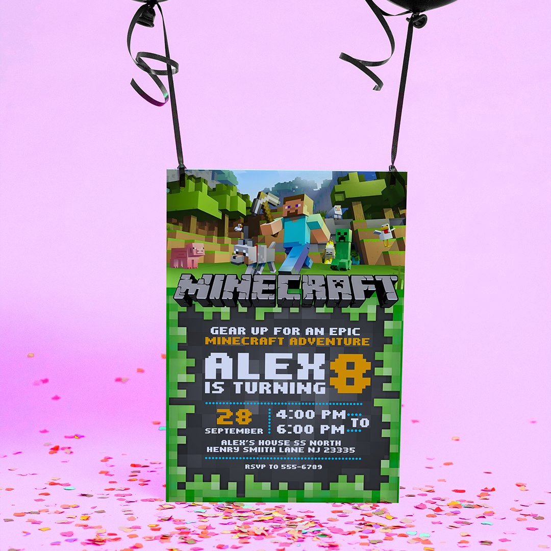 Personalized Minecraft Birthday Invitation | Custom Digital Download - Image 4