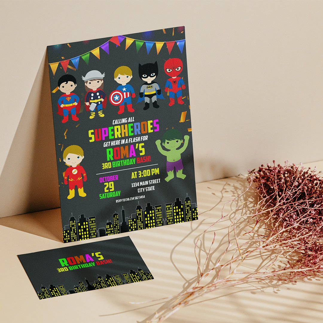 Personalized Superhero Invitation | Custom Digital Download | Printable Superhero Party Invite for Kids