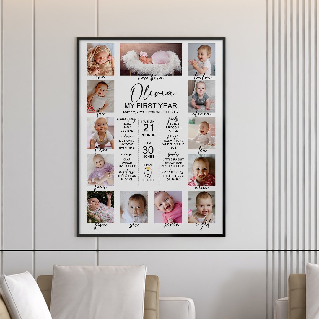 Personalized First Milestone Poster | Celebrate Your Baby’s First Year